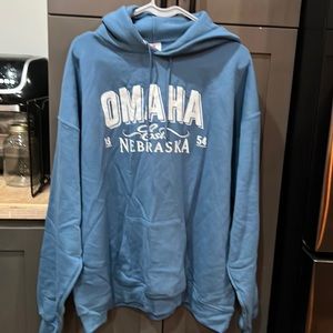 I Haynes, Omaha, Nebraska sweatshirt, light blue very comfortable extra-large